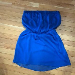 Express blue tube top short summer dress